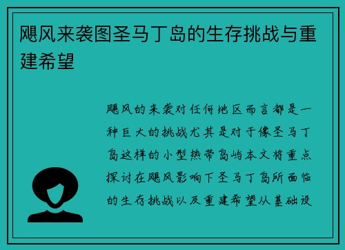 飓风来袭图圣马丁岛的生存挑战与重建希望